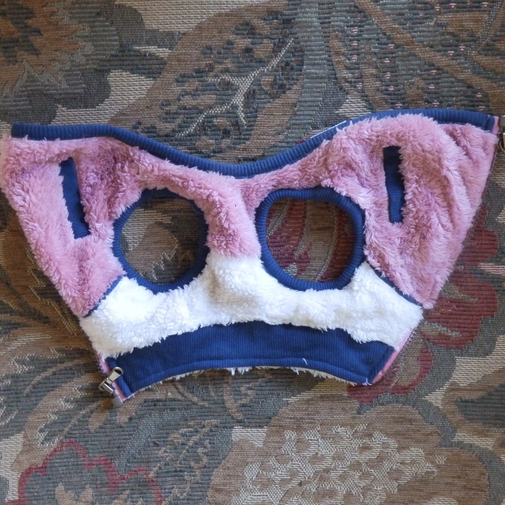 fluffy  pink and blue small dog jacket